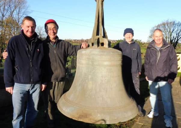Bellringers from St Michael's Church, Kirkham with one of the 170-year-old bells recently dismantled ahead of being replaced. From left: Keith Cookson, Terry Williams, Geoff Speight and Ken Jagger.