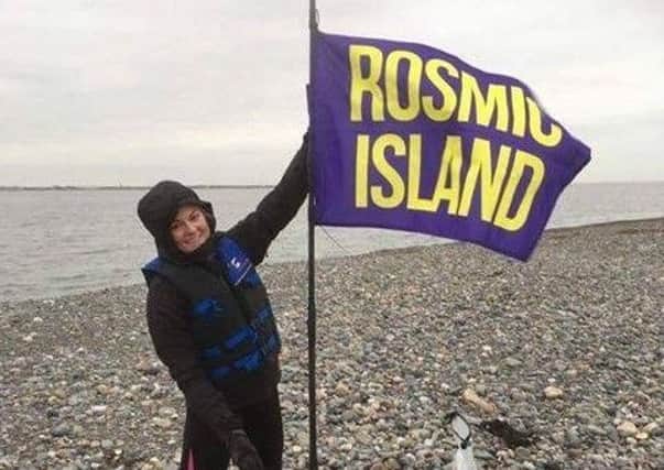 Micah Jebb from Poulton, and Ross Spence, from Thornton lay claim to the shingle bank by naming it Rosmic Island - a mix of their names