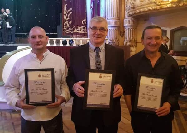 Peter, Alan and Fred show off their awards