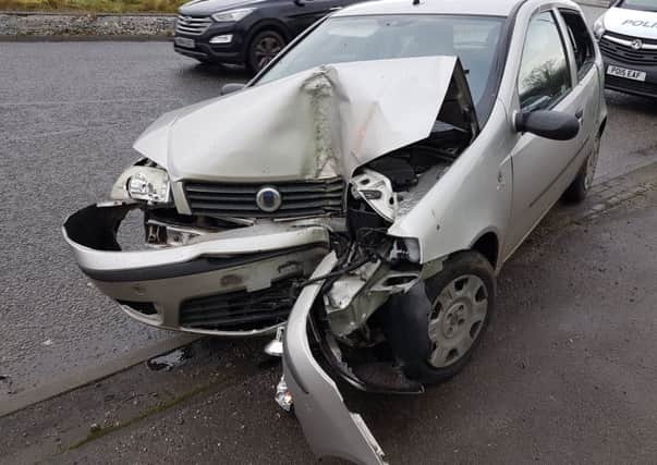 A car crashed into a lamppost in Blackpool. Photo: Lancs Roads Police