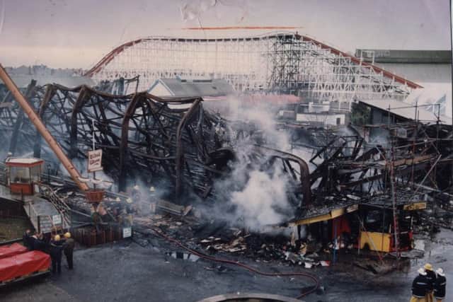 The aftermath of the fire in the fun house