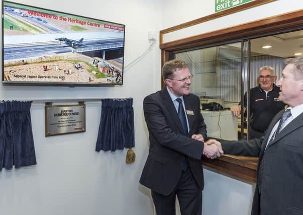 Nigel Whitehead, Group Managing Director for Programmes and Support at BAE Systems, pictured opening the new heritage centre in Warton