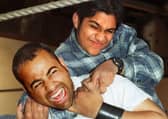 12 year old Fahid Shaheen gets to grips with Shak Khan the Kashmir Kid at his gym on Lytham Road, Blackpool.