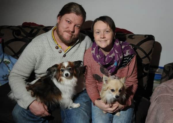 Heather Parkinson with her fiance Patrick Goulden with pet dogs