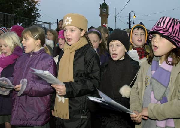 Fleetwood Christmas Lights Switch-on. Children from Larkholme Primary School choir singing at Fisherman's Walk.
