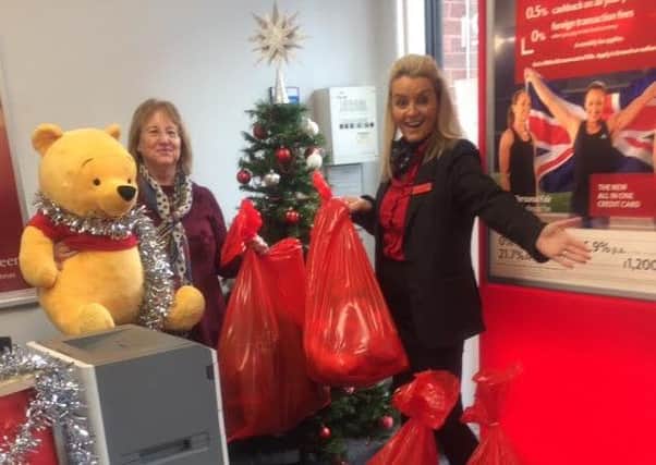 Toys donated at the Lytham branch of Santander