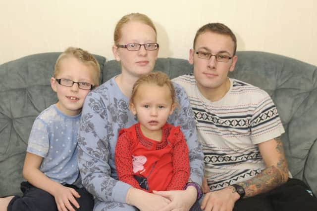 Louise Searle and Andrew Bayliss pictured with children Thomas-Jay Searle and Alyssa-Angel Searle-Bayliss