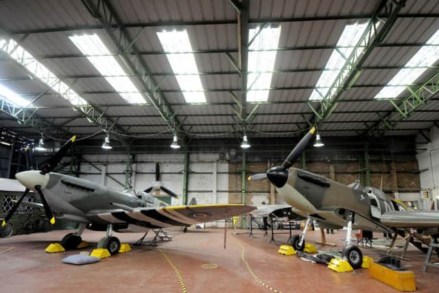 Work ongoing at Blackpool Aviation museum on their collection of spitfires