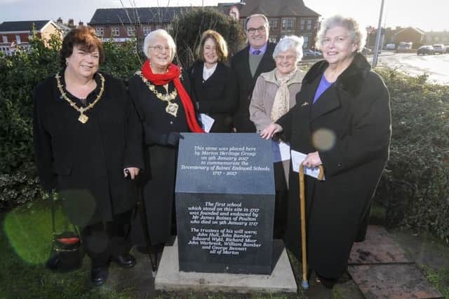Unveiling of commemorative stone and burying of a time capsule at Oxford Square. Pictured are mayoress Joan Goldin, mayor Kath Rowson, trustee Jackie Daniels, chairman of Marton Heritage Group Philp Walsh, trustee and former headteacher Glenis Taylor and trustee Kathleen Montgomery.