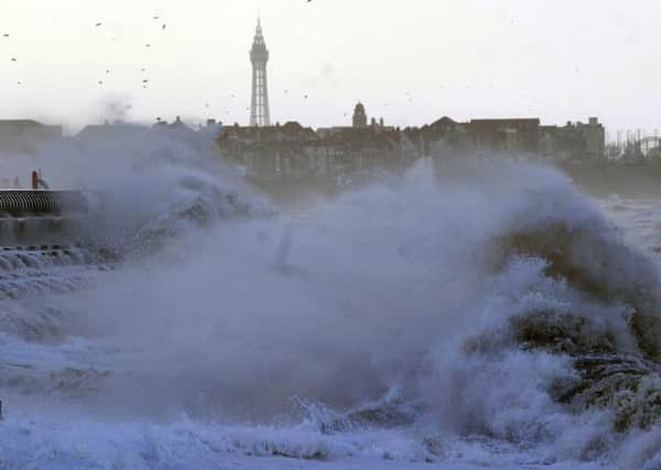 Large waves batter the coast of Cleveleys, Lancs., as high winds hit the coastal Lancashire town. Yellow warnings for high winds and snow have been issued by the Met Office. The warnings will affect Scotland, Northern Ireland and parts of the North West from Wednesday. 11 January 2017.

Please byline Thomas Temple if pics used.