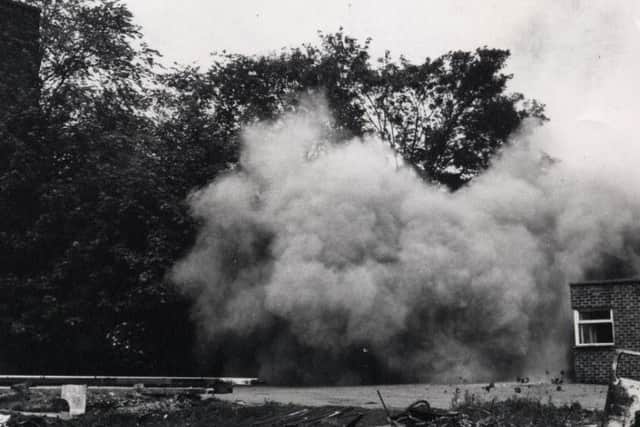 Chimney demolition, in July 1972