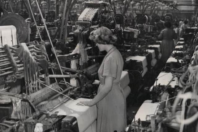 The looms in action, at Progress Mill, in 1953