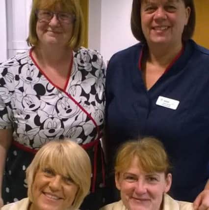 Janet Miller, bottom left, with the Brian House colleagues who all knew Adam and helped care for him day and night: from top left, Playworker Sue Pelling, Clinical Manager Carol Wylde and staff nurse Alison Jones