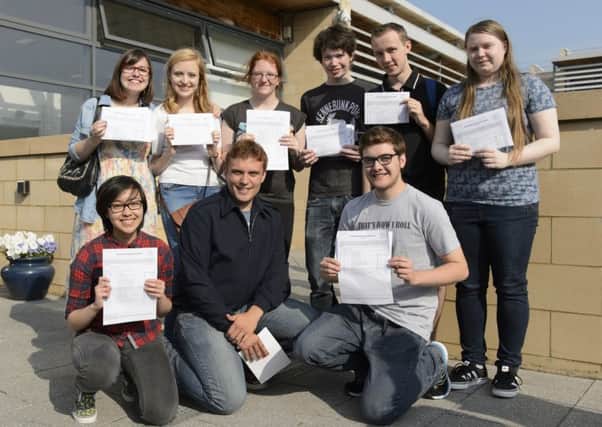 Students at Blackpool Sixth Form College on results day in August