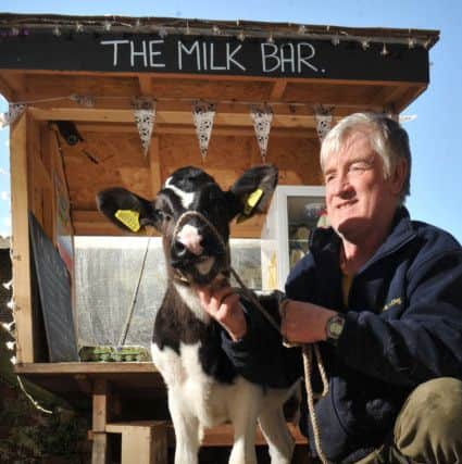 Photo Neil Cross
We are not aMOOsed, John Swale with Matilda at the homnest boxed Milk Bar at St Michaels-on-Wyre