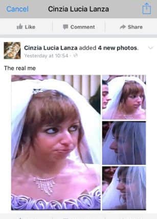 Images from a false Facebook page set up in Cinzia Lanza's name.