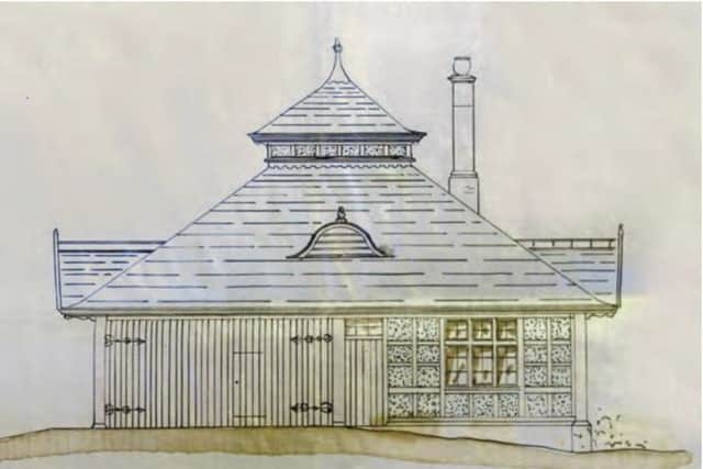 The original boat house, dating from 1921 - now the Discovery Centre - designed by William Wade, an eminent St Annes architest. Copy of the original plan