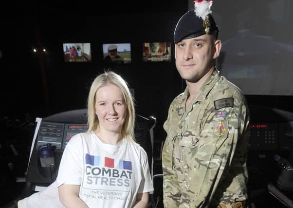 Charlene Donnelly, who is doing a sponsored walk for Combat Stress, is joined by lance corporal Chris McCaughtrie.