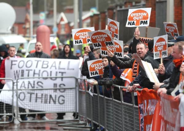 Blackpool fans protest at Blackburn