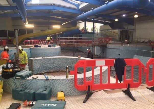Workers are redesigning the pool area at Ribby Hall, Wrea Green
