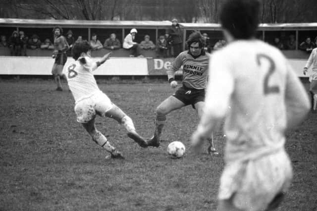 George Best in action against Lytham FC in a special fund-raising match at Ballam Road.