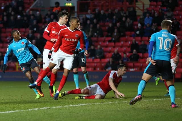 Fleetwood Town's Amari'i Bell scores his sides first goal