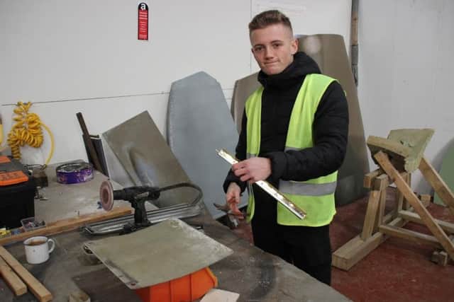 Lewis Smith, 20, from Blackpool, working on the Spitfire project