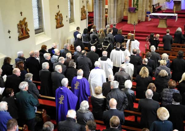 Funeral of former mayor of Fylde, Alderman Ron Wilson at Our Lady Star of the Sea RC Church,  St Annes