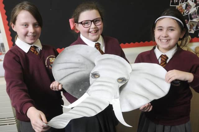 Pupils from St Teresa's Primary School had the chance to Skype with wildlife presenter and cameraman Gordon Buchanan.  Pictured are Cara Pigott, Kira Knights and Codie Jones.