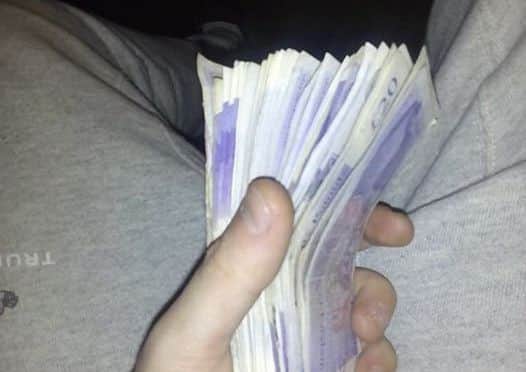 He also posted a picture online of a bundle of Â£20 notes