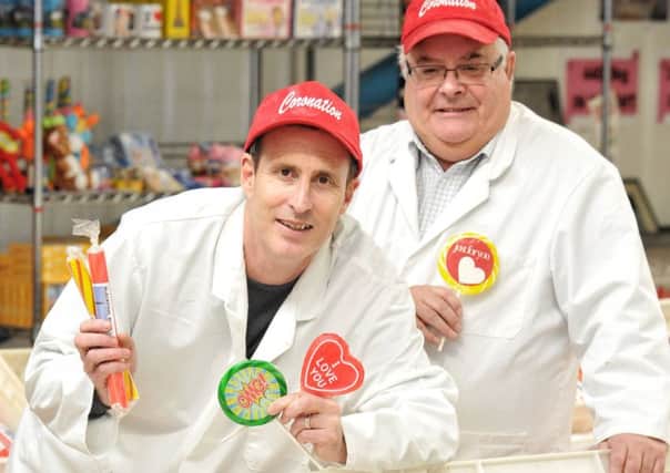 Sales and Marketing Manager Gary Bucci and MD Ian Atkinson at the factory  Coronation Rock, Blackpool, has changed its name to Coronation Candy and is expanding into new lines after investment