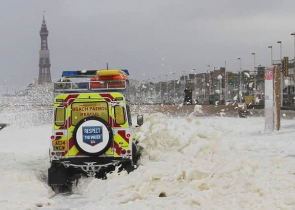 Blackpool Beach Patrol battles through fierce weather on the Prom