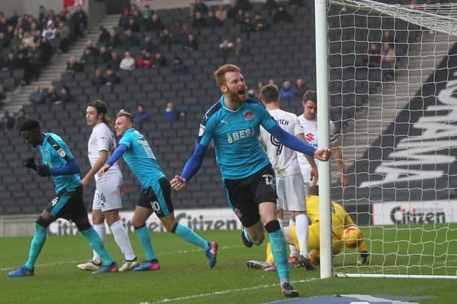 Fleetwood Town's Cian Bolger celebrates scoring for Town