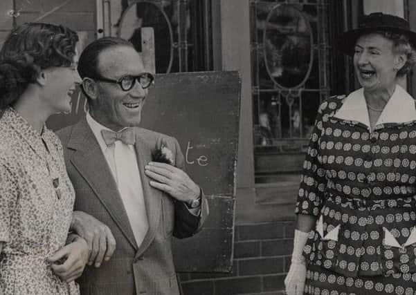 Arthur Askey, the famous comedian, opened the annual garden party at St Annes College for Girls, at Northwick, Clifton Drive South, St Annes.
 Here he is seen sharing a joke with Miss J Foden (right) one of the principals and Sheila Dent, head girl