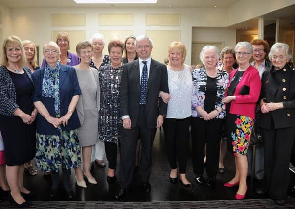 Fylde MP Mark Menzies with nominees, including winner Pam Young, at the 2016 Fylde Woman of the Year lunch