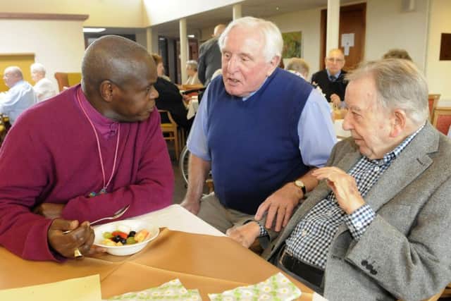 Archbishop of York Dr John Sentamu with Canon Ron Jackson and Canon Thorley Roe
