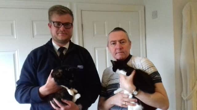 RSPCA officer Carl Larsson and Rob Cheetham with the abandoned kittens