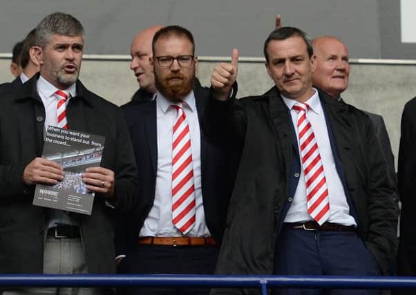 Fleetwood Town's chairman Andy Pilley gives the thumbs up prior to Fleetwood's game at Bolton