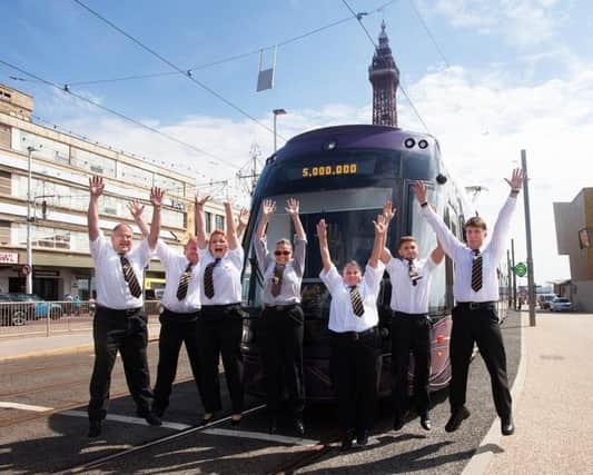 Staff at Blackpool Transport celebrate carrying five million passengers between April 2016 and April 2017