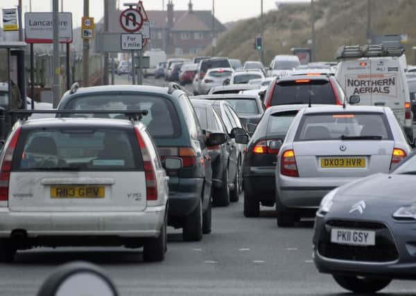 Standing traffic on Clifton Drive North towards St Annes from Starr Gate