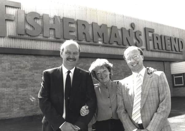 Doreen Lofthouse with husband Tony Lofthouse (left) and son Duncan, outside the Fleetwood base in 1990.