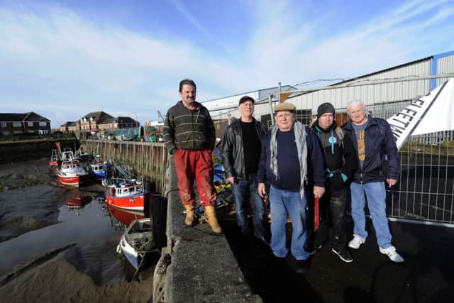 Fleetwood fishermen at Jubilee Quay who are supporting a fishing petition.  Pictured are John Worthington, Tony Cowell, Brian Cato, Will Bamber and Jeff Martin.