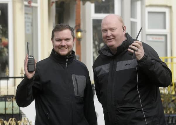 A neighbourhood watch style scheme has been set up by hoteliers and businesses around Coronation Street and the surrounding area.  Pictured L-R are Stuart Caddick and Reg Cartwright.