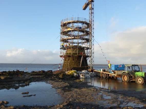 The ongoing work at Plover Scar lighthouse in the Lune Estuary