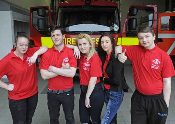Some of the Prince's Trust team at Fleetwood Fire Station.  Pictured are Sophie Cullingworth, John Reynolds, Ree'ce Cooper, Sophie Ingham and John Cook.