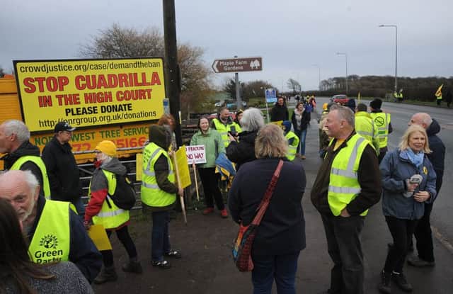 Anti-fracking protestors walked from Yorkshire to the Preston New Road fracking site near Blackpool.
Walkers end their trek at Maple Farm.  PIC BY ROB LOCK
12-3-2017
