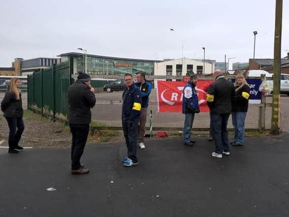 RMT members on the picket line in Blackpool