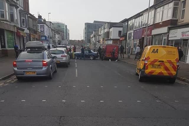 A blue BMW believed to have been involved in the incident was abandoned in Cookson Street