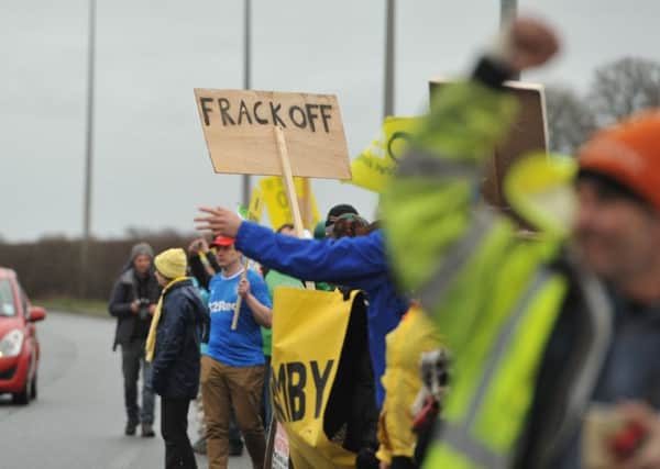An anti-fracking rally at Preston New Road, Little Plumpton