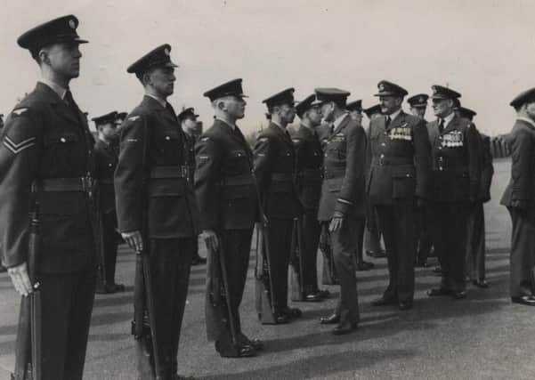 20.5.55
The Air Officer Commanding No 12 Group Fighter Command, Air vice-marshal W J Crisham, CBE inspected the Western sector operations centre and the air traffic control unit at RAF Warton.
Here he is seen inspecting the parade.
With him is Flight Lieut WAE Herbert, DFC and Squadron leader KJ Plested, AFC, AFM